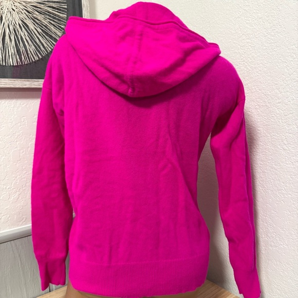 SMALL Charter Club 100% Cashmere Full Zip Hoodie Fierce Pink - Picture 2 of 8